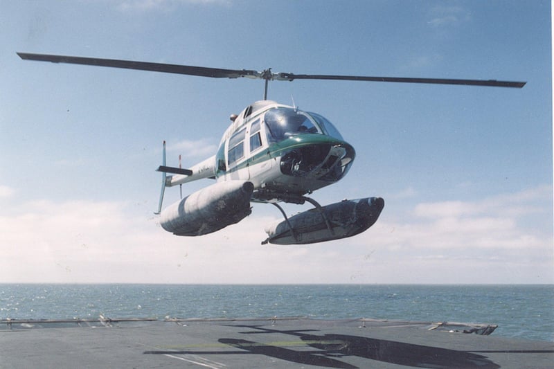 A Helicopter Pleasure Flight takes off from North Pier Blackpool 1991