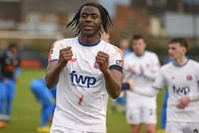 AFC Fylde face Hereford tonight on the back of a victory at Peterborough Sports sealed with two Mo Faal goals  Picture: STEVE MCLELLAN