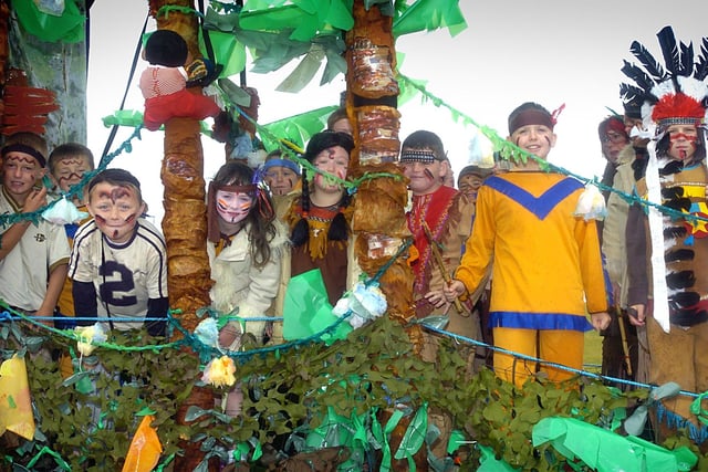 Members of the 1st, 5th and 16th Fleetwood Cubs Scouts and Beavers on their float during Fleetwood Carnival
