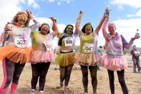 Hundreds of people took to the sands from Starr Gate for the seventh Blackpool Colour Run