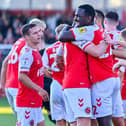 Fleetwood Town celebrate Ged Garner's first-half goal Picture: Adam Gee