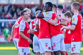 Fleetwood Town celebrate Ged Garner's first-half goal Picture: Adam Gee