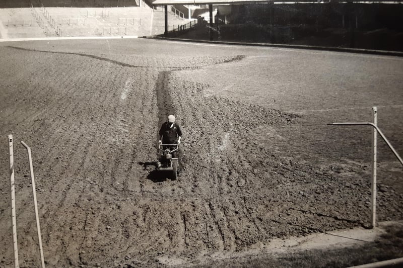 Behind the scenes in the earliest photo of this collection -1961. Preparations were being made with the ploughing of the pitch ready for levelling and reseeding.