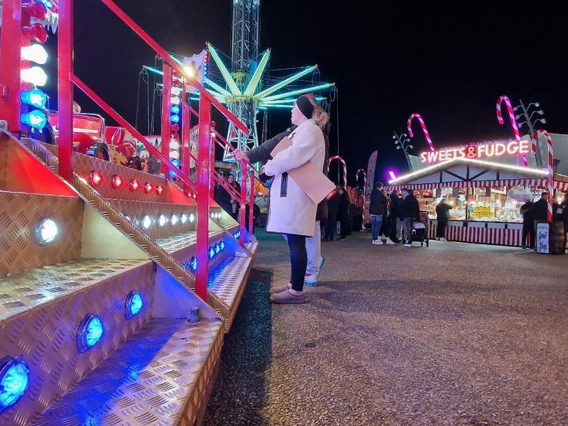Festive stalls and fairground rides