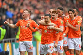 Blackpool celebrate their goal (Credit: Dave Howarth/CameraSport)