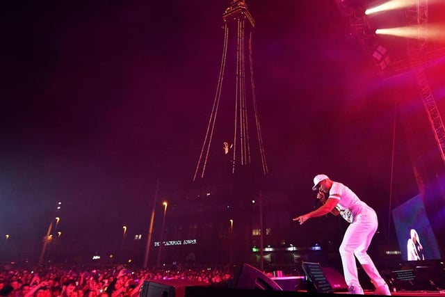 With our beautifully lit Tower in the distance - Will Smith is pictured on stage at the Livewire Festival in 2018