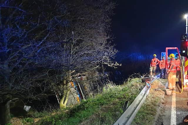 The scene of the lorry crash on the M6 near Wigan