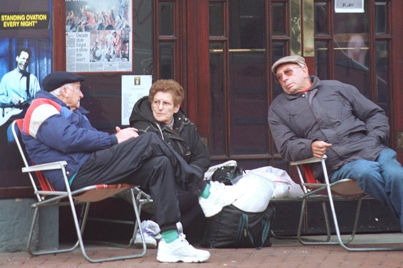 Fans queue overnight for Daniel O'Donnell tickets outside the Winter Gardens, Blackpool in 1997