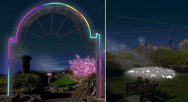 Artist's impression of how some of the lights will look at Jubilee Gardens in North Shore