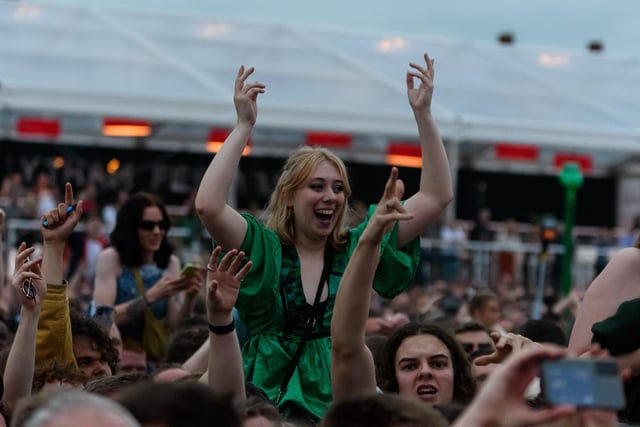 Fans react as The Strokes perform at Lytham Festival on July 8