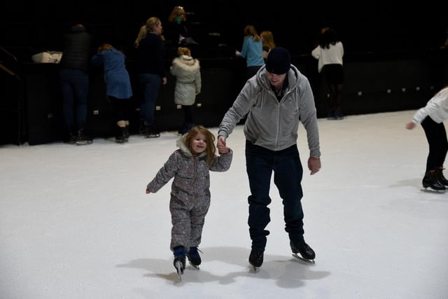 Action on the ice rink before the show