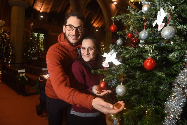 Photo Neil Cross; St Annes Parish Church Christmas Tree Festival - Andrea and Antonella Bortolin