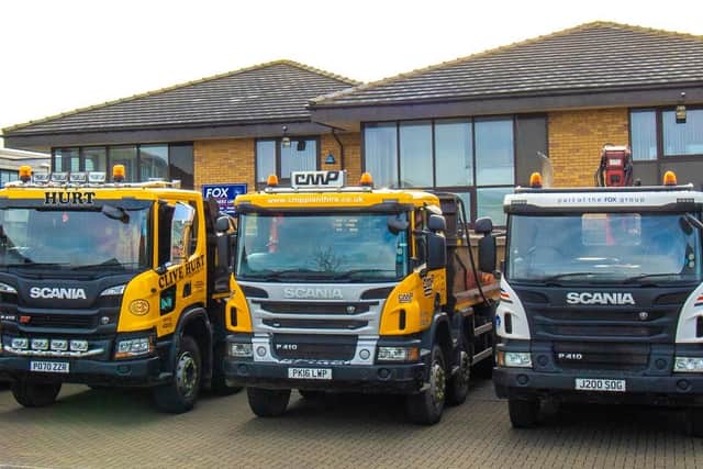Some of the Fox Brothers Group waggons showing the livery of the various companies. The Group has just bought Cotswolds-based CRH
