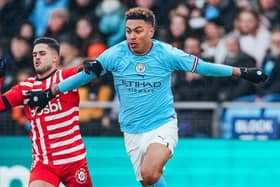 Rogers in action during Man City's recent friendly against Girona. Picture: Manchester City Academy
