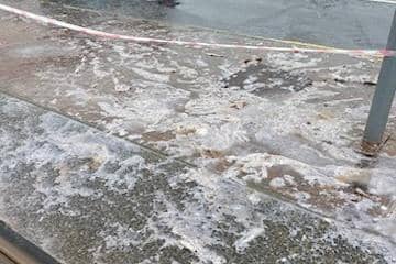 The sewage and shredded toilet roll ended up swimming on the pavement on Blackpool's South Shore promenade