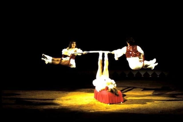 Family act – Romy's auntie Christine, dad Max and grandmother Elisabeth perform at the circus.