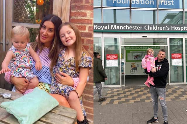 Left: Verity with mum Lilly, 35 and sister Felicity, 8. Right: Verity with dad Daniel, 41.