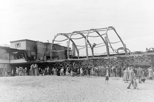 Crowds gathered the following day around the remains of the structure