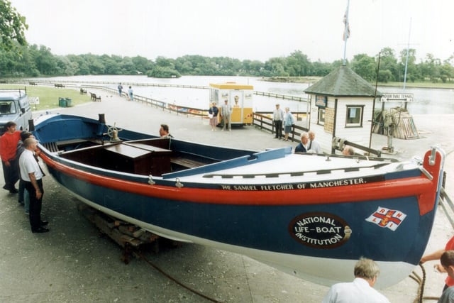 The old Blackpool lifeboat Samuel Fletcher which became a pleasure craft on Stanley Park Lake in 1998