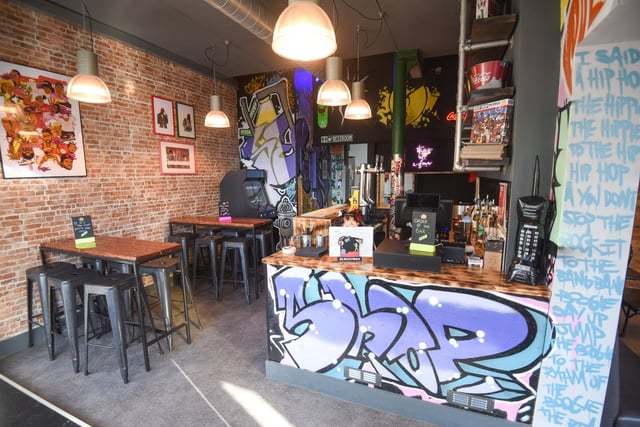 The reception and bar area at Hip Hop Chicken in Cedar Square, Blackpool