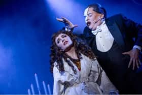 Richard Sanderson as the Phantom and  Janette Martins as Christine in the Thornton Cleveleys Operatic Society production of Phantom of the Opera