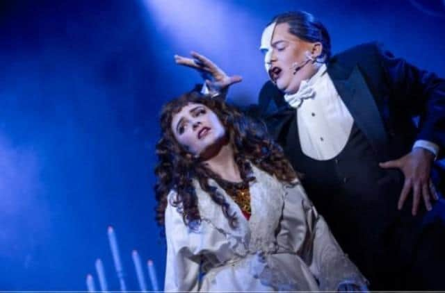 Richard Sanderson as the Phantom and  Janette Martins as Christine in the Thornton Cleveleys Operatic Society production of Phantom of the Opera