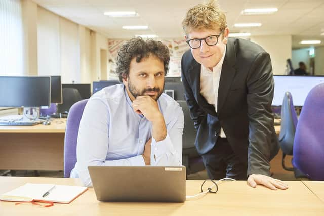 Hold the Front Page - Nish Kumar and Josh Widdicombe continue their quest to become local newspaper journalists. In this episode they’re in Blackpool where they encounter landscape painters, rugby legends, mysterious role players and a terrifying storm before furiously chasing the Prime Minister across town, all in the name of landing a front page story.