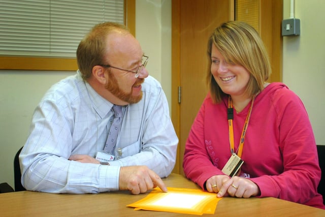 George Brooks of Action for Blind People and Rebecca Thomas at the Department of Works and Pensions, Warbreck Hill, 2007