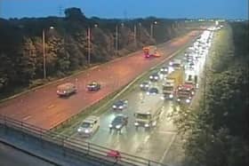 Lane 3 is closed in both directions due to an accident on M6 both ways from J27 (Standish) to J28 (Leyland)