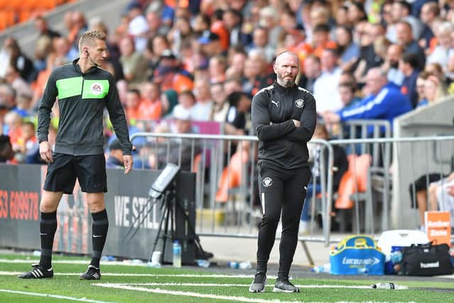 Michael Appleton on the touchline during today's friendly at Bloomfield Road