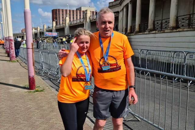 Damien and Sinead McDonald after the half-marathon in memory of Austin