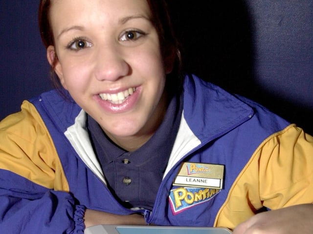 Bluecoat Leanne Wisdom oversees the afternoon's bingo session at Pontins in 2004