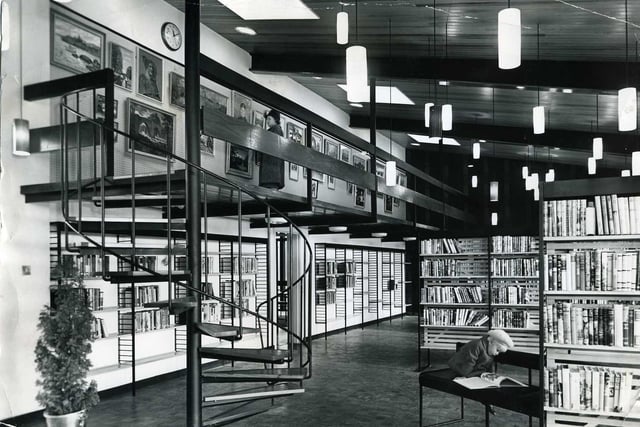 An interior view of the new £27,000 county branch library in Blackpool Old Rd, Poulton nearing completion in 1964