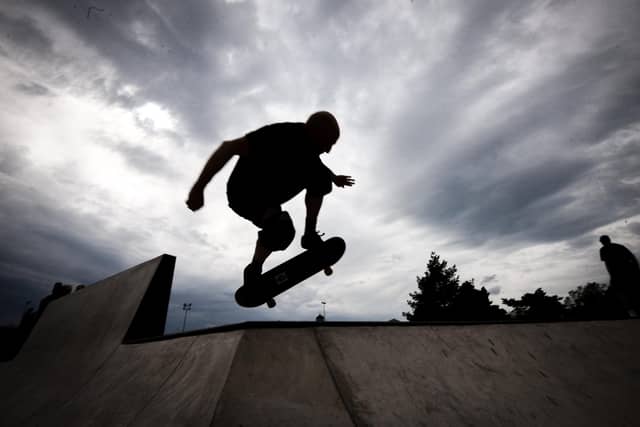 At the opening of the new skate park in Stanley Park
