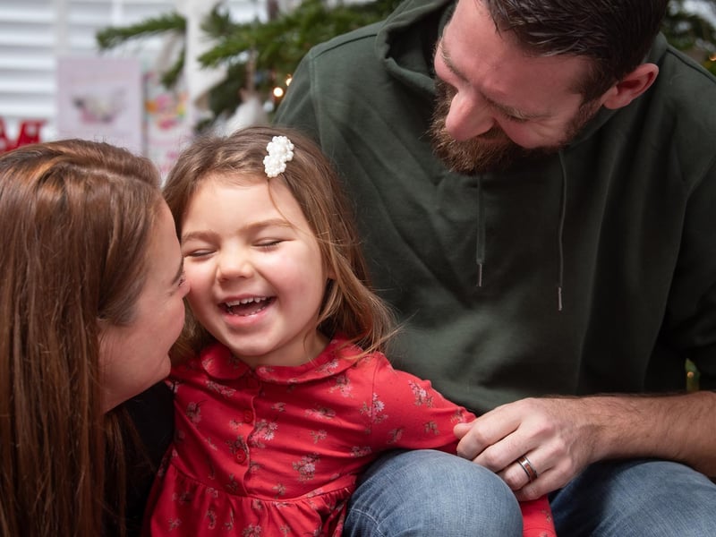 Christmas at home with 4-year-old Mabel Gregson and mum and dad Chris and Cheryl.