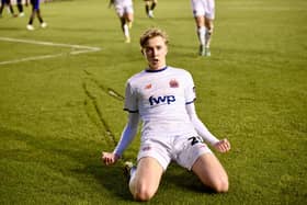 Danny Ormerod scored his first National League goals for Fylde against Rochdale Picture: Steve McLellan