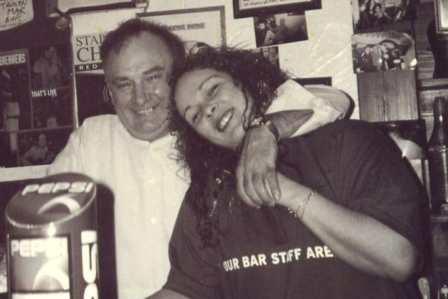 Frank Aston who was landlord of the Market Tavern with one of the bar staff, who unfortunately isn't named in the caption