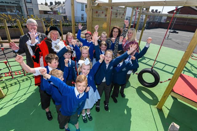 The Mayor of Wyre Andrea Kay during her visit to St Mary's Catholic Primary School. Fleetwood. Photo: Kelvin Stuttard