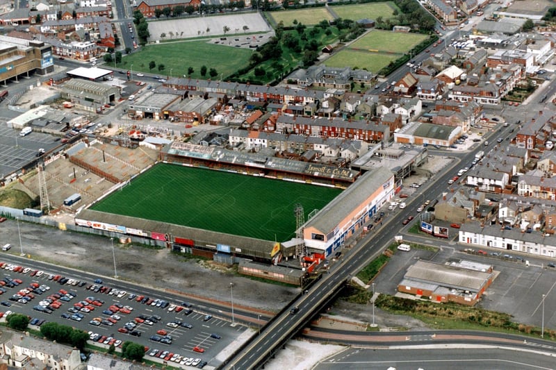 Blackpool's Bloomfield Road from the air