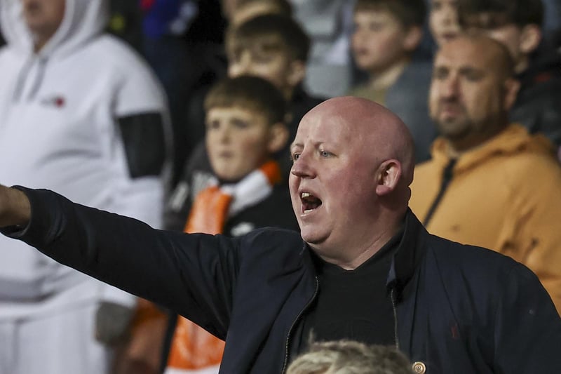 Blackpool fans at Bloomfield Road for the defeat to Derby County.