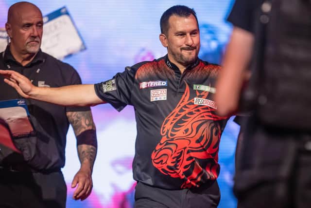 Jonny Clayton collected only his second Betfred World Matchplay win with victory over Gabriel Clemens at the Winter Gardens, Blackpool Picture: Taylor Lanning/PDC