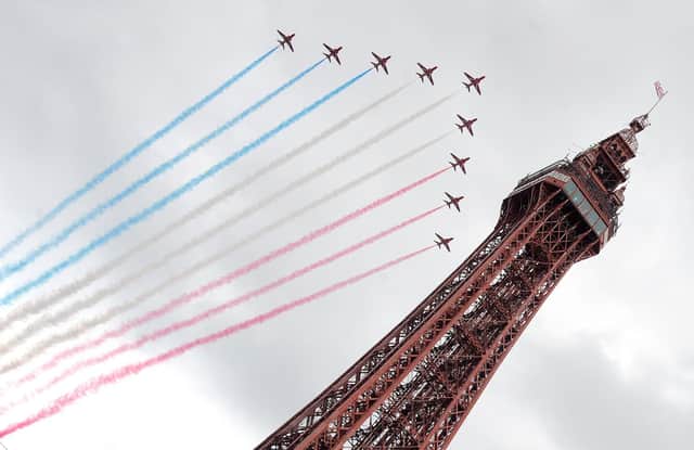 The Red Arrows make their customary spectacular entrance in 2018