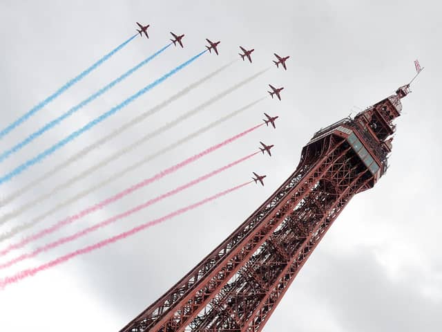 The Red Arrows make their customary spectacular entrance in 2018