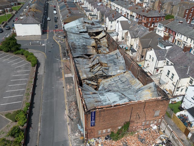 An aerial view of the damage