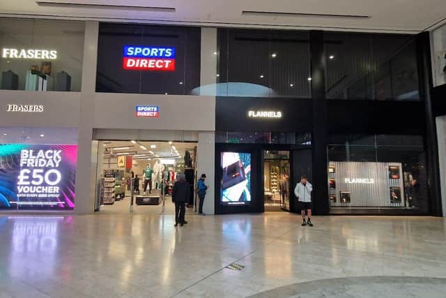 The new Frasers department store boasts a number of high street brands under one roof including Flannels, Sports Direct, Game, and Evans Cycles
