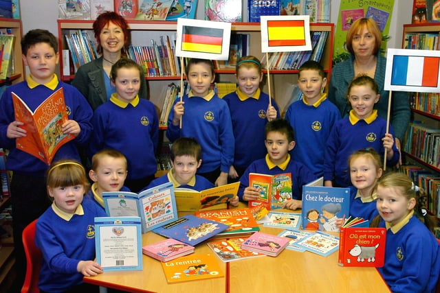 Headteacher Susan Bartlett (left) and modern foreign languages co-ordinator Anne Cowan with pupils at Christ the King Catholic Primary School, Blackpool