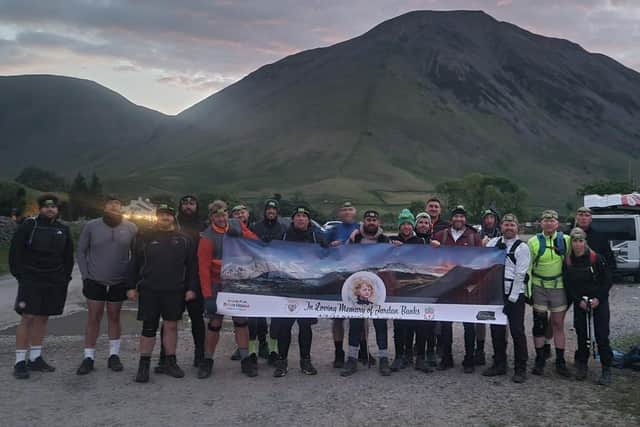 The lads at the base of Ben Nevis in Scotland, during their Three Peak Challenge