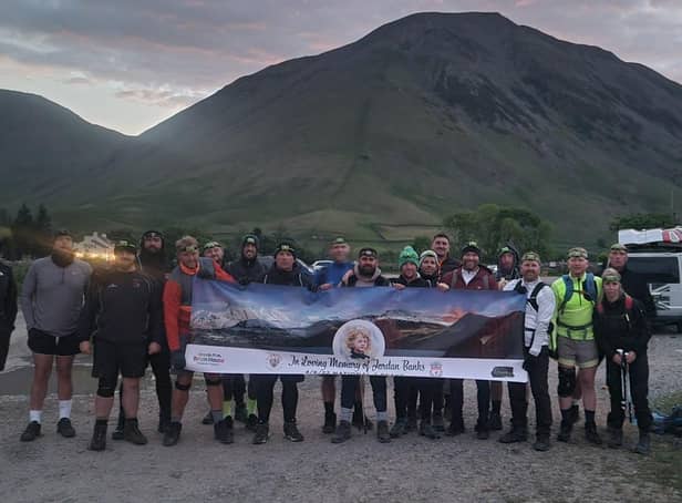 The lads at the base of Ben Nevis in Scotland, during their Three Peak Challenge
