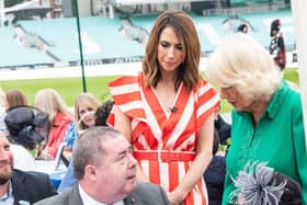 Jon Bamborough at the Platinum Champions event at The Oval, with Alex Jones from The One Show and Camilla, Duchess of Cornwall.