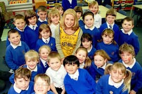 Karen Sylvester, who taught at Flakefleet Primary School took part in the London Marathon in 1997 and as part of the fundraising, pupils were being asked to match old photos of teachers with what they looked like then